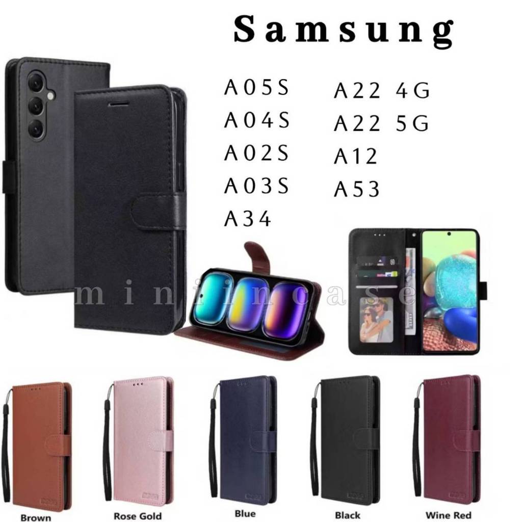 ส่งไว เคสฝาพับหนัง สำหรับ Samsung  A05S A04S A02S A03S A34 A22 A12 A53 ใส่บัตรได้ มีแม่เหล็ก แถมสาย ตั้งได้ กระเป๋า BOSS
