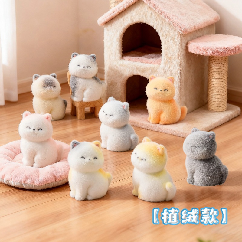 j637 ตุ๊กตาแมวลายการ์ตูนจิ๋วแมวขนน่ารักแพ็คละ 8 ชิ้น
