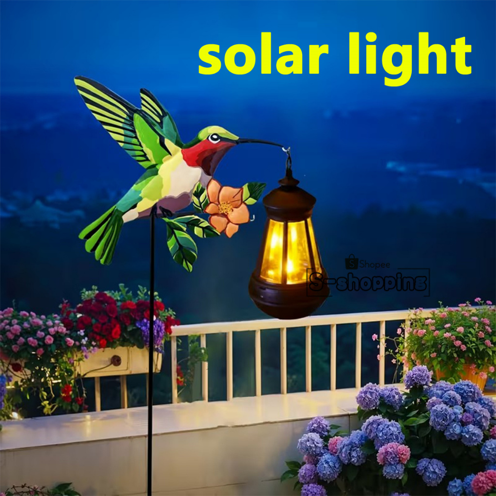 F27--นก  โคมไฟตกแต่ง ไฟเหลือง  Solar light 1LED 73cm โคมไฟปักสนาม เพิ่มความสวยงาม