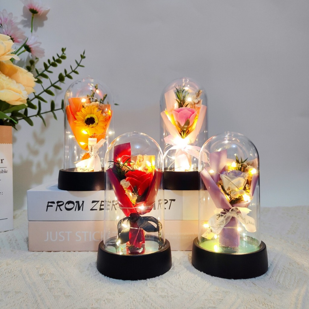 พร้อมส่ง ดอกกุหลาบนิรันดร์ 1 ชุด พร้อมไฟ LED ของขวัญวันวาเลนไทน์ เหมาะสำหรับคนรัก วันแม่ งานแต่งงาน เพื่อนเจ้าสาว