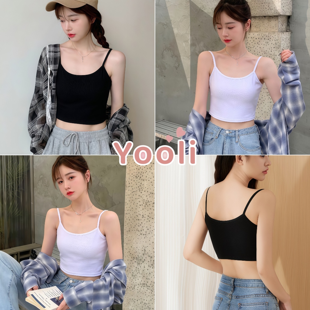 เสื้อสายเดี่ยว ผ้านิ่มใส่สบาย ทรงครอปสั้น สีพื้น ลำลองและใช้งานได้หลากหลาย เสื้อ