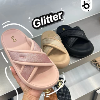 SHU Marshmallow Glitz Cross สินค้าใหม่มือหนึ่ง ความสูง 2นิ้ว รองเท้าแตะ [โค้ดแฟชั่นลด 30%]
