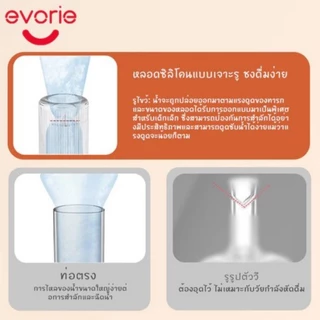 ขวดน้ำหัดดื่ม Evorie สำหรับเด็ก 6 เดือนขึ้นไป หลอดซิลิโคน 360° ดื่มง่าย วัสดุ Tritan ปลอดภัย BPA Free ความจุ 200ml