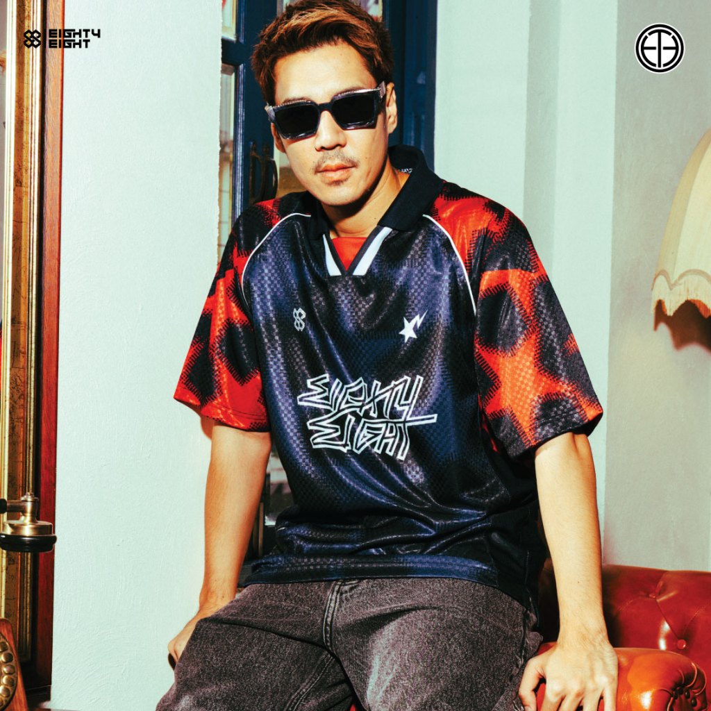 EightyEight Sport เสื้อบอลวินเทจ โอเวอร์ไซส์ คอปก ทรงสตรีท ลายเรียบสไตล์ยุค 90 รุ่น OS 018