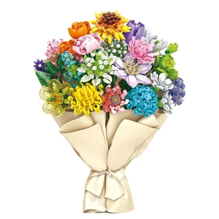 SR💐NEWบล็อกตัวต่อดอกไม้คริสตัล สีใสระยิบระยับ • ตกแต่งโต๊ะ ห้องนอน ของขวัญสุดน่ารัก