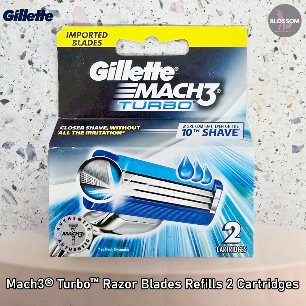 Gillette - Mach3® Turbo™ Razor Blades Refills 2 Cartridges ใบมีดโกนยิลเลตต์