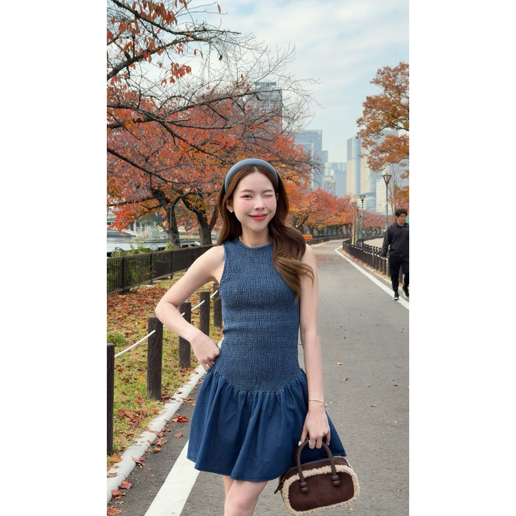 PICHA_BRAND : Fit Jeans dress slim ชุดเดรส มิริเดรส เดรสสั้น