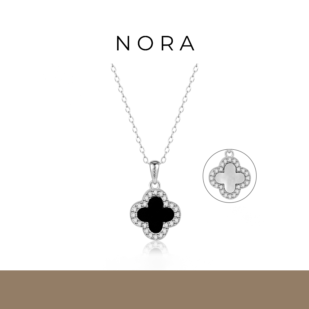 Jewelry สร้อยคอ สร้อยคอเงิน สร้อยคอรูปใบโคลเวอร์สี่แฉก สร้อยคอทองคำขาว สร้อยคอจี้แบบลำลอง N252001