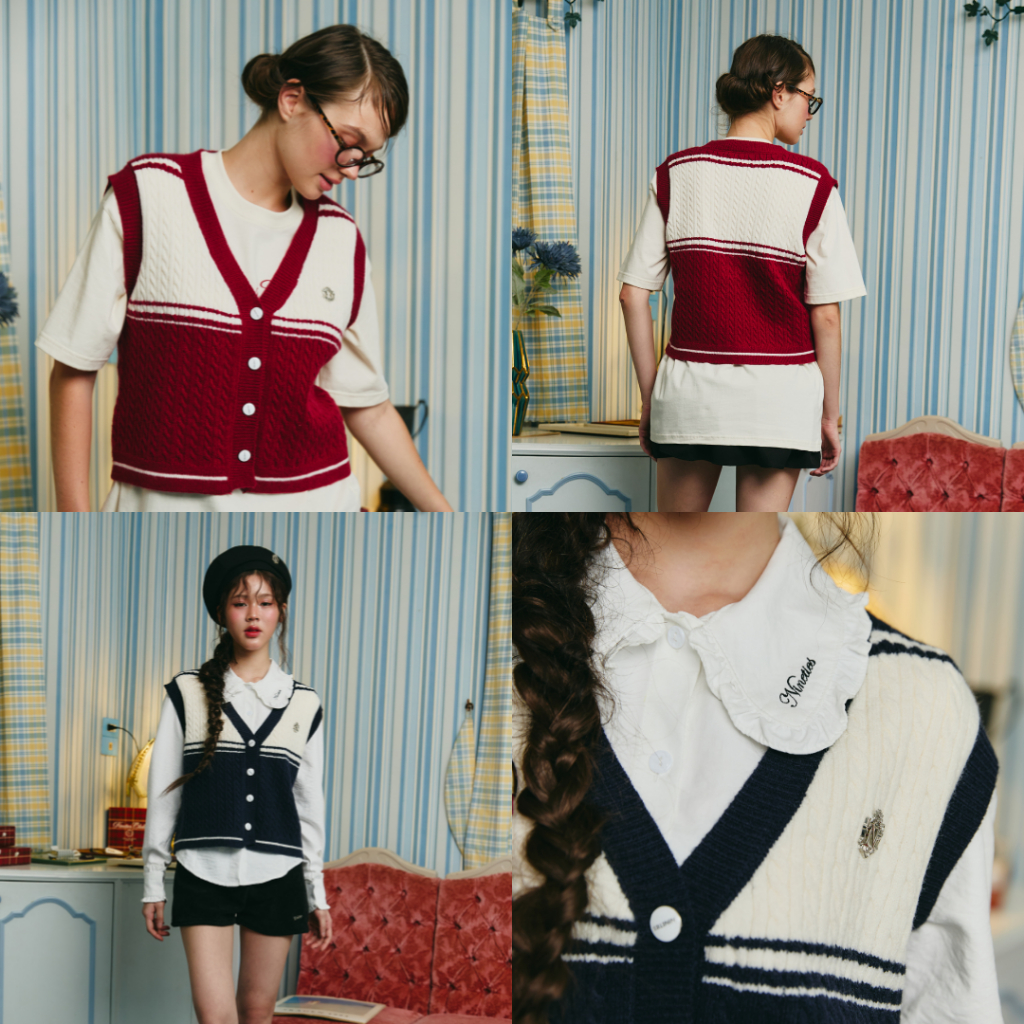 Nineties Design : Class Of Nineties Vest เสื้อกั๊กครอป ไหมพรม รุ่น Luke **(สินค้าไม่รวมเสื้อด้านใน)**