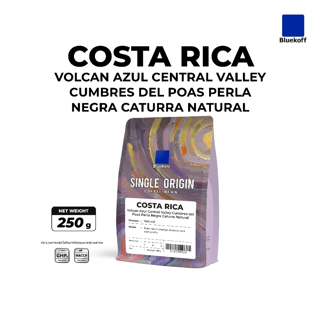 Bluekoff เมล็ดกาแฟ Costa Rica อราบิก้า 100% (1ถุง บรรจุ 250 กรัม)