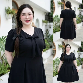 E13-H22เดรสสั้นแต่งโบว์-เรียบร้อยหรูหรางานสาวอวบพลัสไซส์🤩รวมไซส์ มี2ขนาด M อก38-40" L เอว 40-54" ยาว 26"