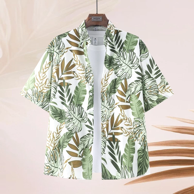 เสื้อลายดอกแขนสั้น ใส่เล่นสงกรานต์ ชายหญิง