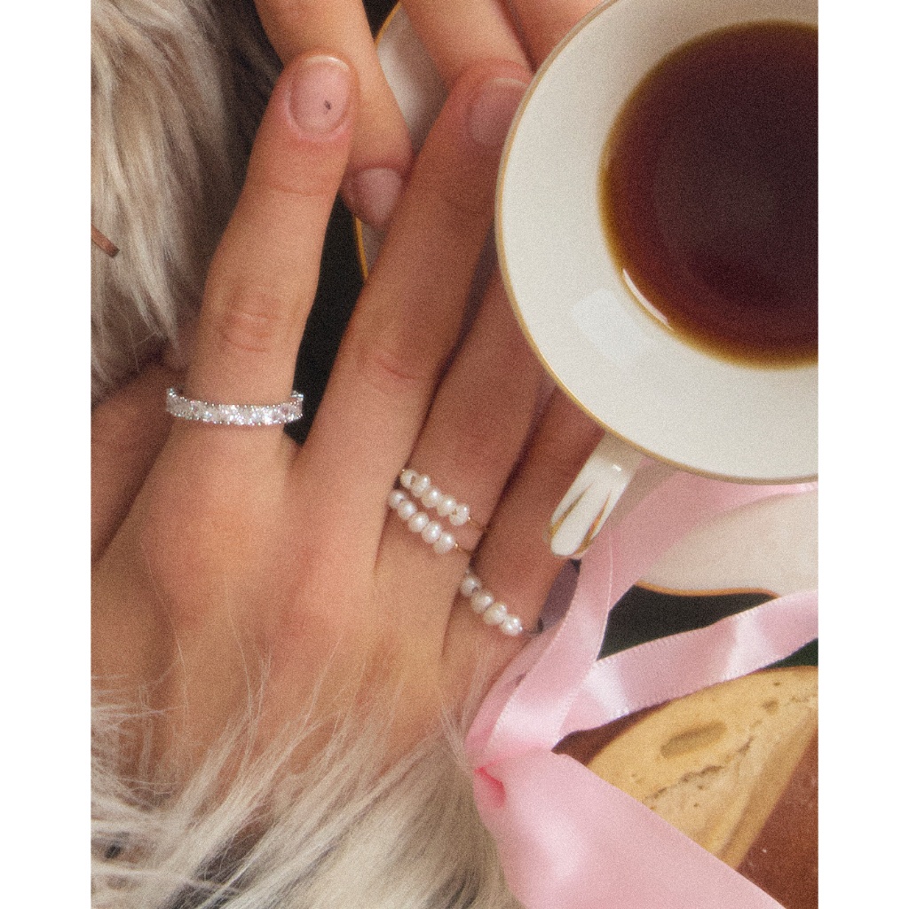 Julys - elza snow ring (stainless steel and freshwater pearl)