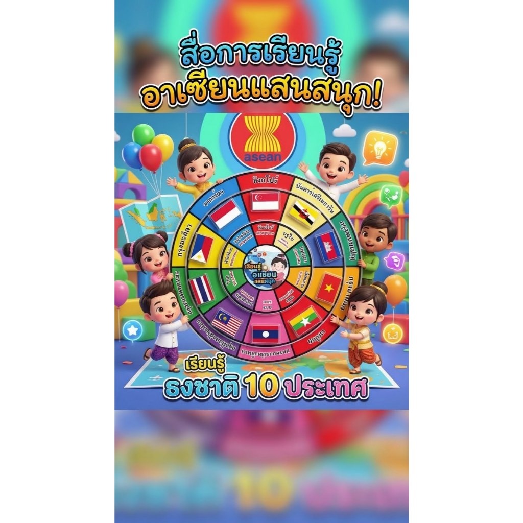วงล้ออาเซียน  สื่ออาเซียนสื่อการสอนสังคมศึกษา+ตัวติดธง 10 ประเทศ - รูปที่ 2