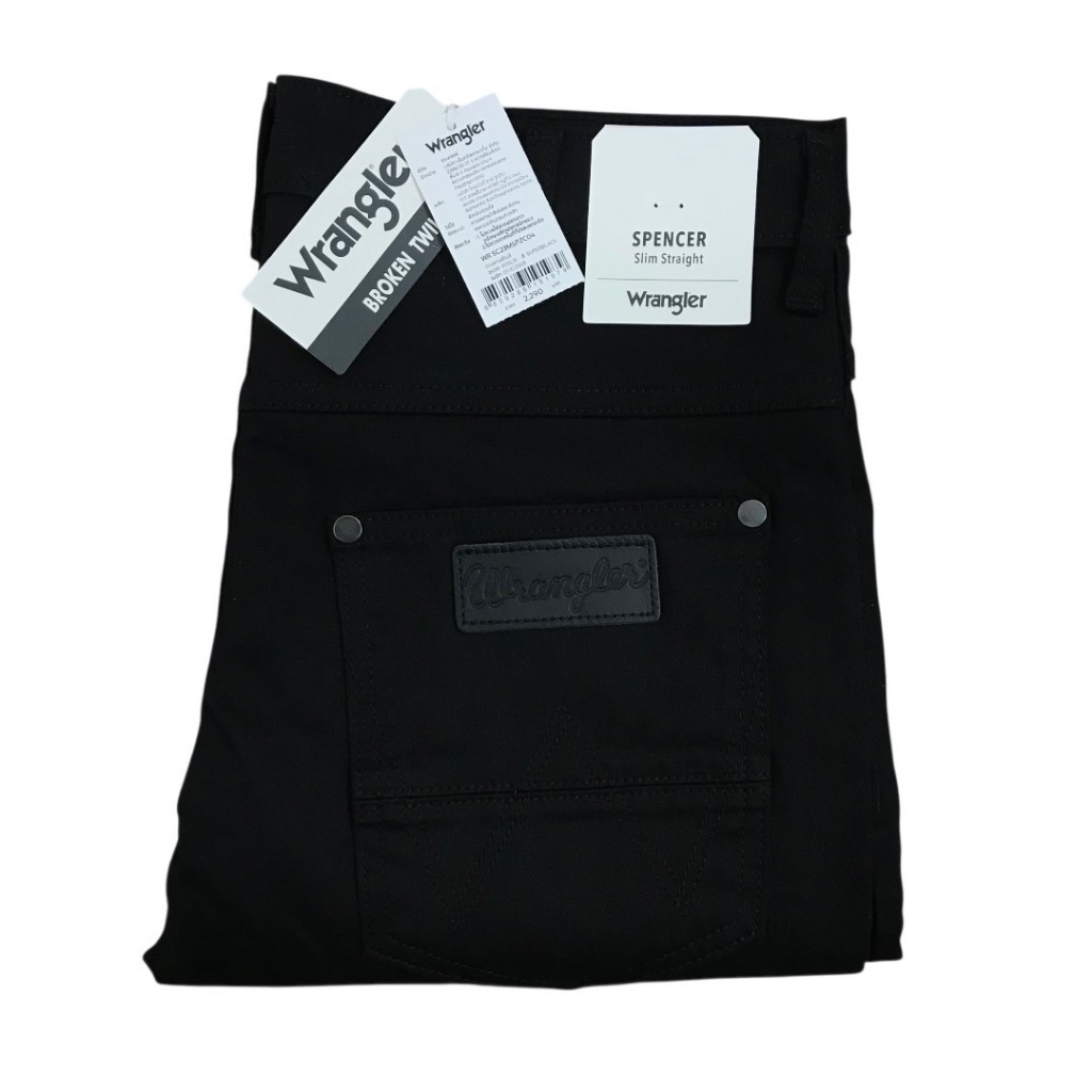 เข้าใหม่!! SUPER BLACK กระบอกเล็กผู้ชาย WRANGLER SPENCER ผ้ายืด สีดำ  ยืด เป้าซิป  ของแท้จากช็อป