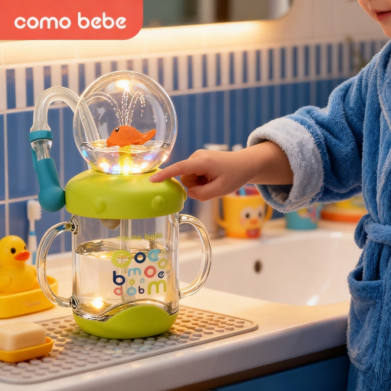 TKK ขวดน้ํา เด็ก แบบพกพา 220ml/350ml Bpa Free tritan แก้วหัดดื่ม หัดดูด สำหรับเด็ก แก้วปลาวาฬพ่นน้ำ