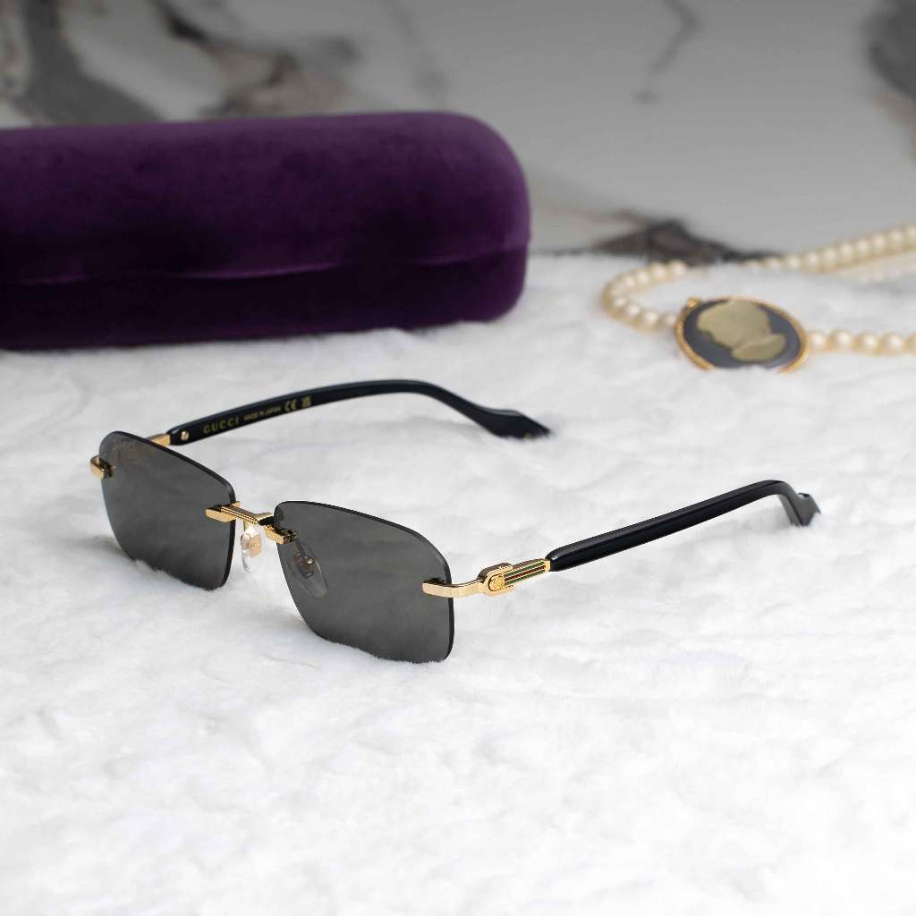 แว่นกันแดด GUCCI รุ่น GG1221S 001 SIZE 56 MM. (GOLD-BLACK-GREY)