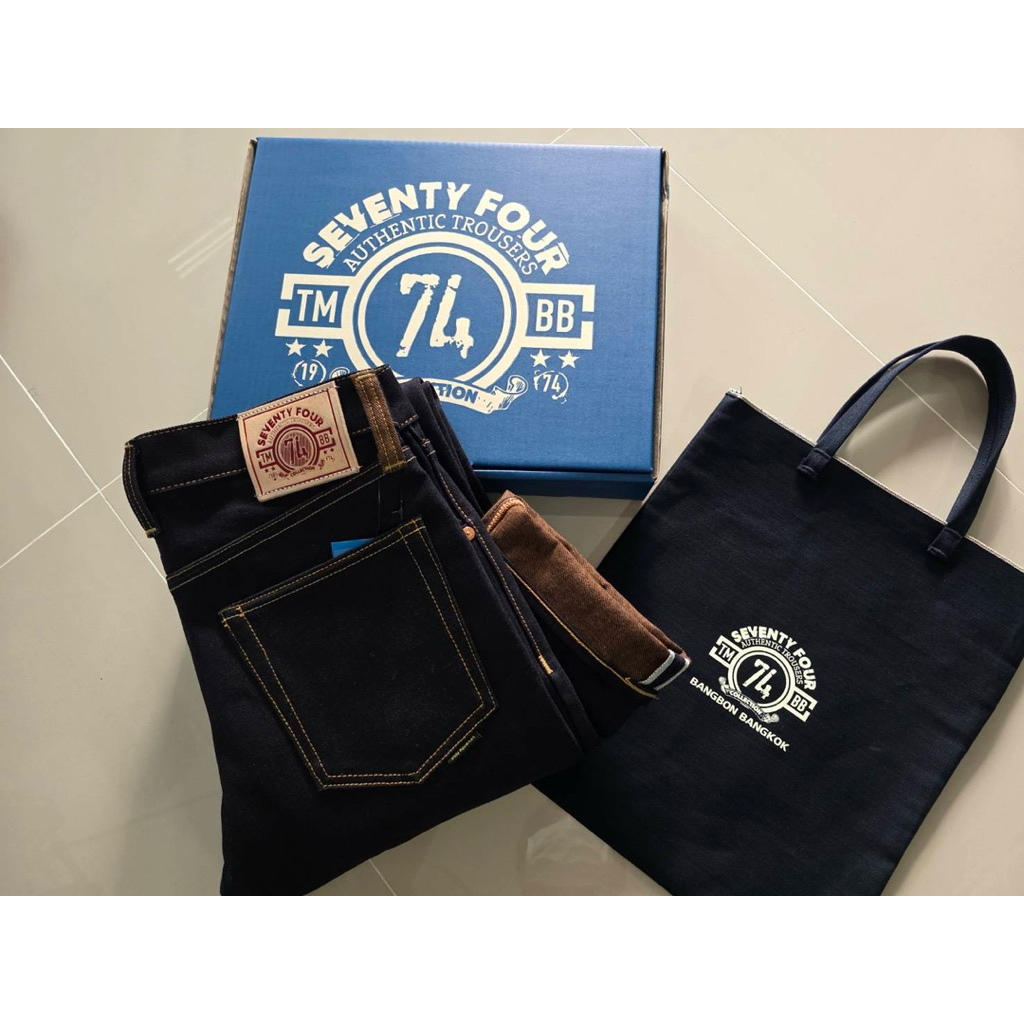 74 Denim 20oz WAKAYAMA/ Indigo x Brown.หลังสีนำ้ตาลเข้ม 📌#ผ้าดิบญี่ปุ่นริมเงินมีทรงกะบอกตรงstraight