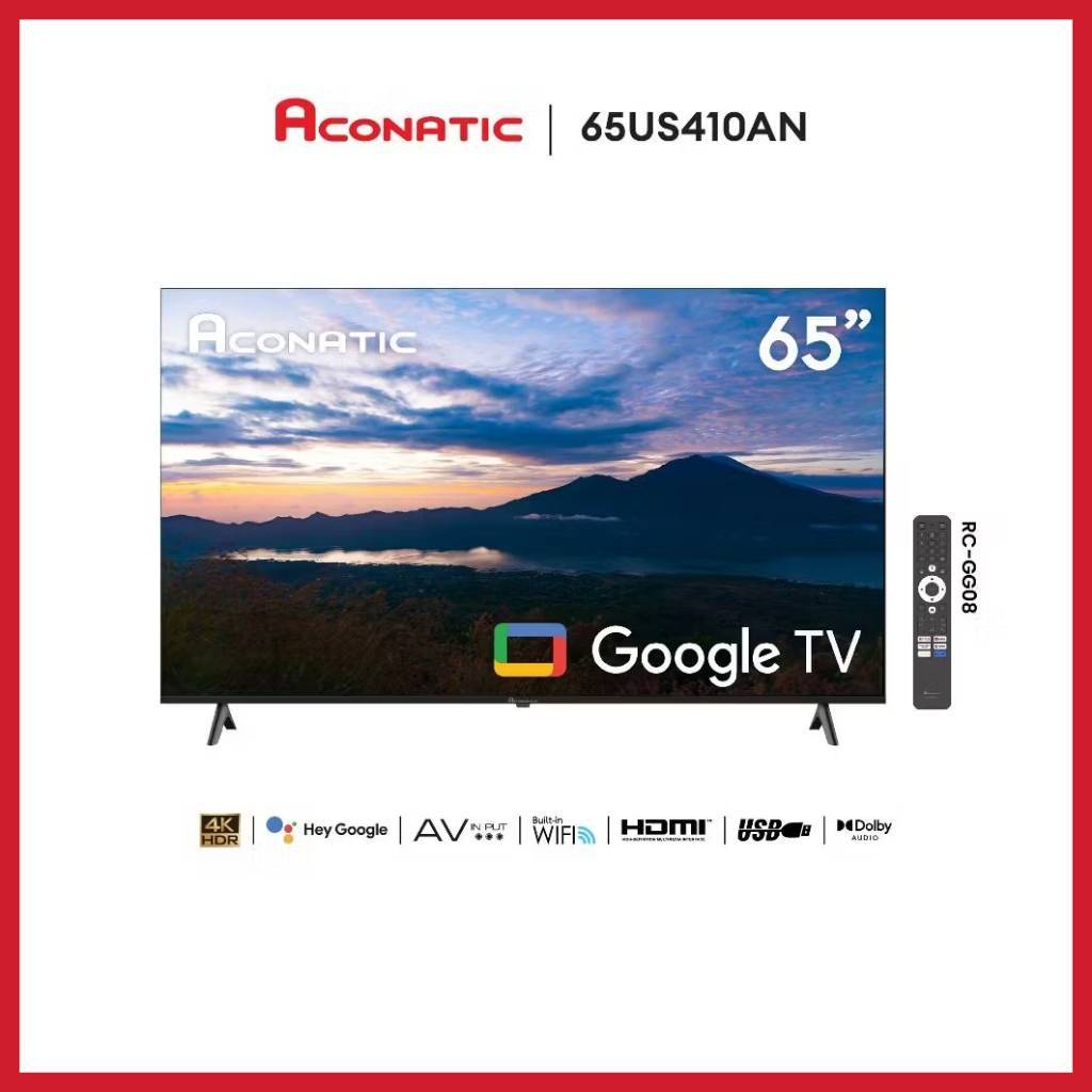Aconatic ทีวี 65 นิ้ว LED 4K HDR Google TV รุ่น 65US410AN Smart TV สมาร์ททีวี (รับประกัน 3 ปี)