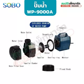 SOBO รุ่น BO 9000A ปั๊มน้ำประหยัดไฟ ECO ปั๊มน้ำระบบกรอง/บ่อปลา/น้ำตก/น้ำพุ