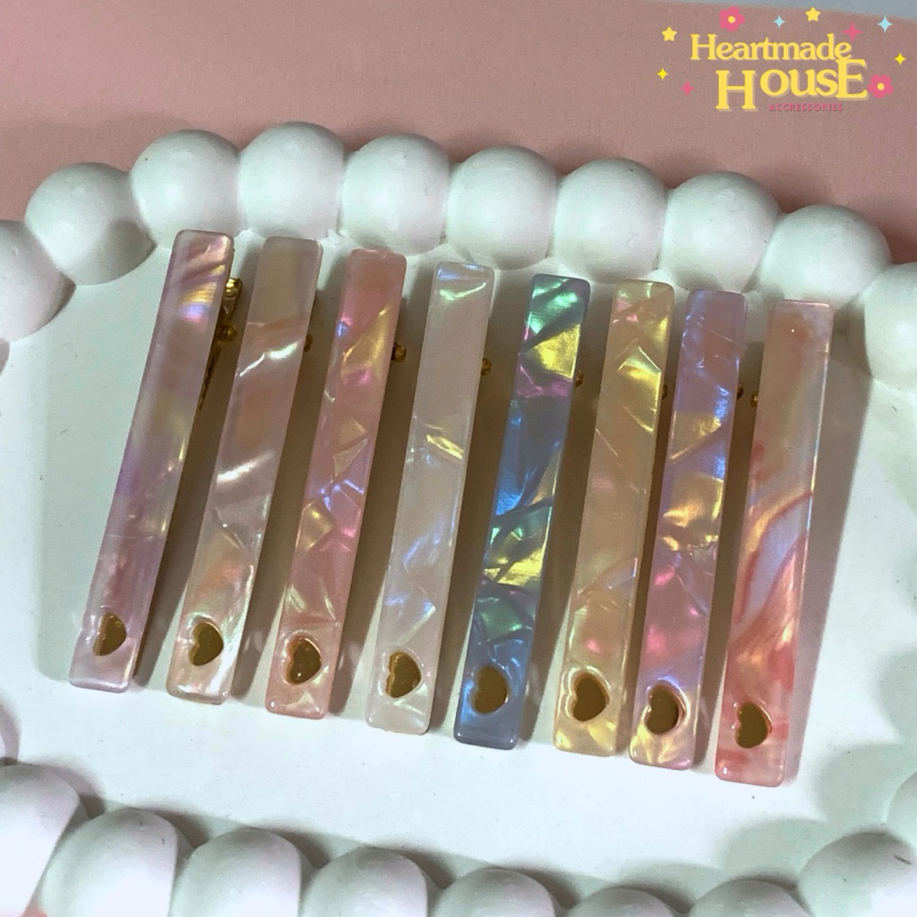 กิ๊บหินอ่อน รุ้ง หัวใจ น่ารัก | Rainbow Marble Heart Hair Clip | งานเกาหลี