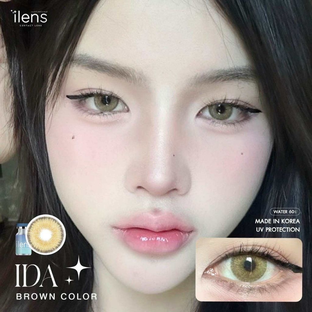 💓คอนแทคเลนส์⭐ขนาดกลาง⭐Gray ⭐ Brown ✨Ida ลายแซ่บสวยสับ สายฝอ ต้องมีติดไว้ (ilens) สายตาปกติ