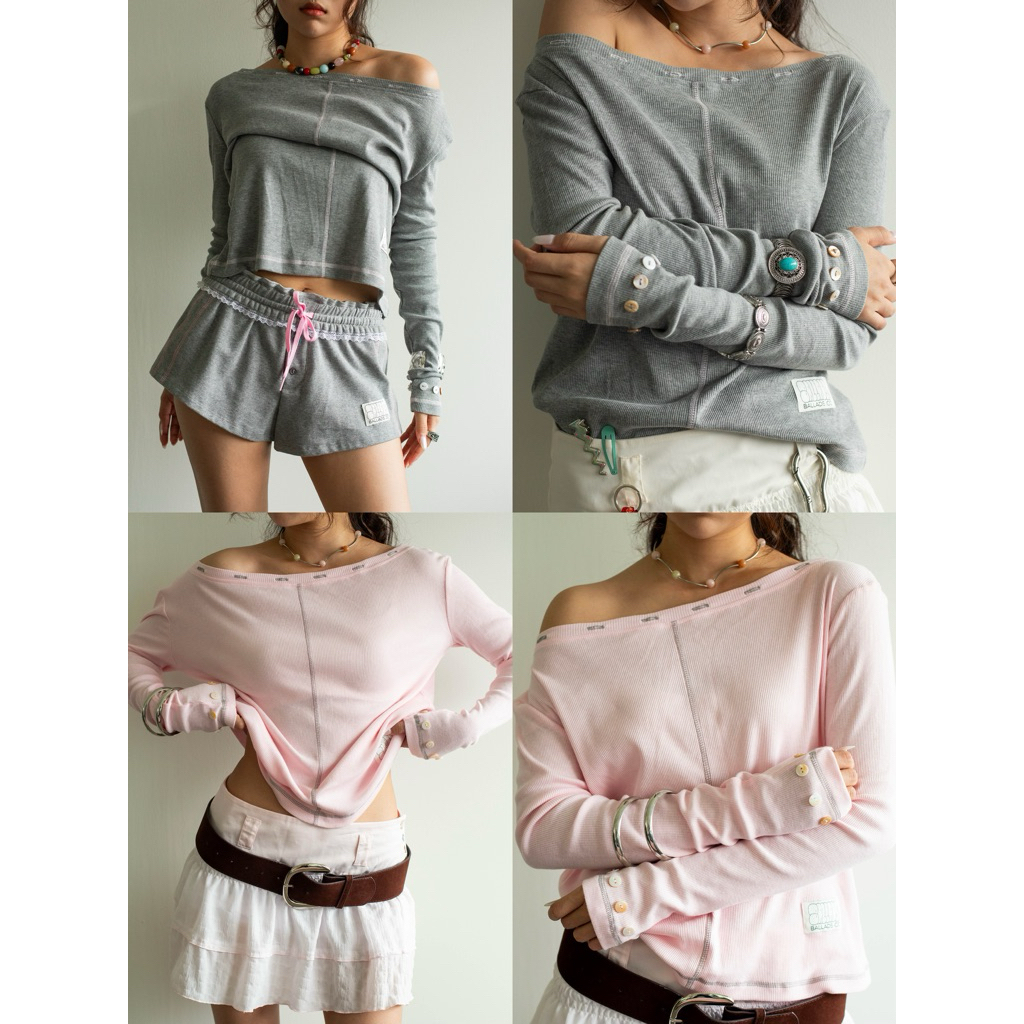 BALLADS Fruitcore Long Sleeve เสื้อยืดแขนยาวเปิดไหล่