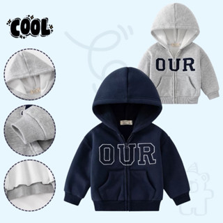 AB307 เสื้อแขนยาว มีฮู้ด บุขนอุ่น เสื้อกันหนาวเด็ก สินค้าพร้…