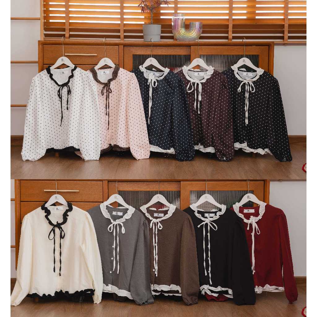 Pradap_brand:Ribbon Ruffle Blouse เสื้อแต่งโบว์