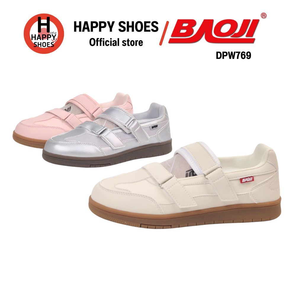[🥇บาโอจิแท้100%🔢ไซส์37-41🆓ฟรี...ถุงเท้า 1 คู่] BAOJI รุ่น DPW769 รองเท้าผ้าใบผู้หญิง สไตล์ Mary Jane หนังนุ่มเบาสบาย