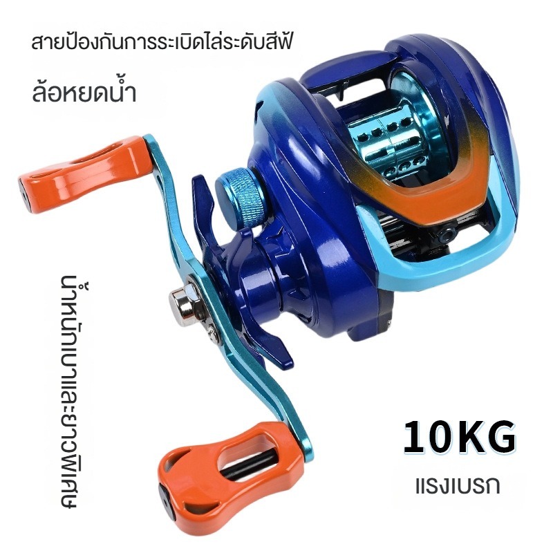รอกหยดน้ำ (สีน้ำเงินออโรร่า) สวยตาแตก! | เลือกของแถม: สาย/เหยื่อ | ตีเหยื่อปลอม ปลาช่อน/ชะโด | ระบบกันฟู่ เบรค 10kg
