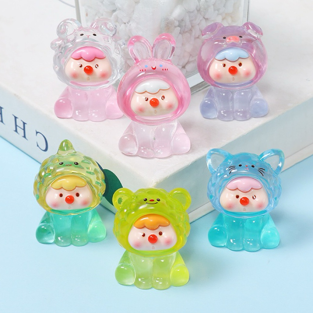 (6 ชิ้น/แพค) เรซิ่น 3D โปร่งแสงสูงแบบไล่เฉดสี หุ่นสัตว์ เครื่องประดับตกแต่ง DIY เครื่องประดับรถยนต์ พร้อมส่งในไทย