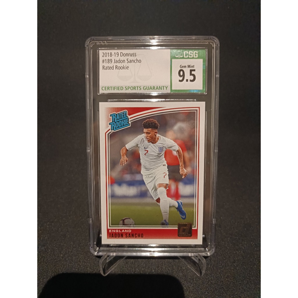 Jadon Sancho Rookie Card 2018 DonRuss #189 England CSG 9.5