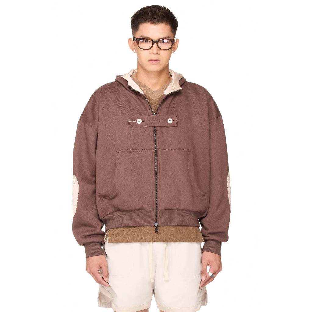 Pre-order(14-20days)แบรนด์เวียดนาม 🇻🇳 BEUTER® |Unisex - Reversible Silk Elbow Patch Hoodie  เสื้อฮู้