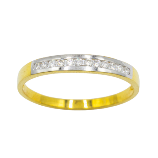 Happy Jewelry แหวนแถวสอด ทรงคลาสสิค แหวนเพชร แหวนทองเพชรแท้ ทองแท้ 37.5% ME953