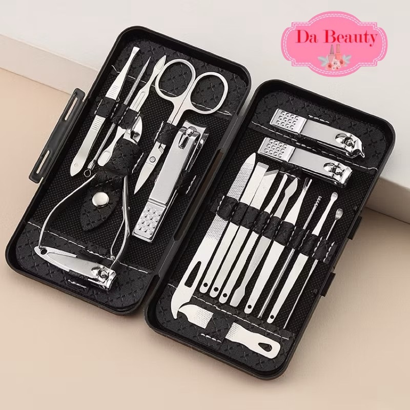 ชุดกรรไกรตัดเล็บ Nail Clipper Set ชุดทำเล็บ แต่งคิ้ว ตัดขนจมูก อุปกรณ์แต่งเล็บ พร้อมกระเป๋าหนัง
