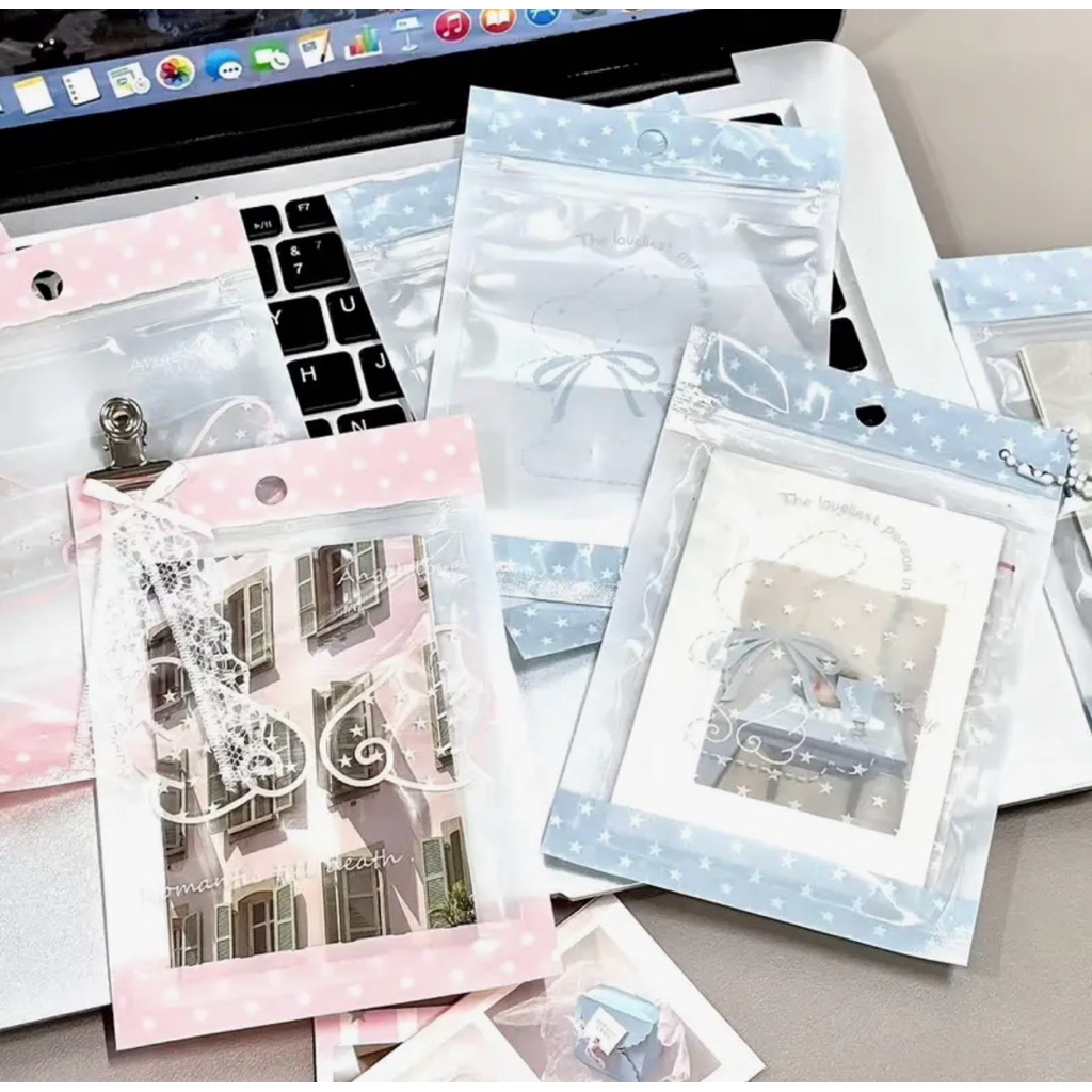 🎀🩵พร้อมส่ง!ถุงซิปล็อคหน้าต่างใส แพค10ชิ้น คละ2ลาย ปีกนางฟ้า กระต่ายโบว์ ใส่สินค้า