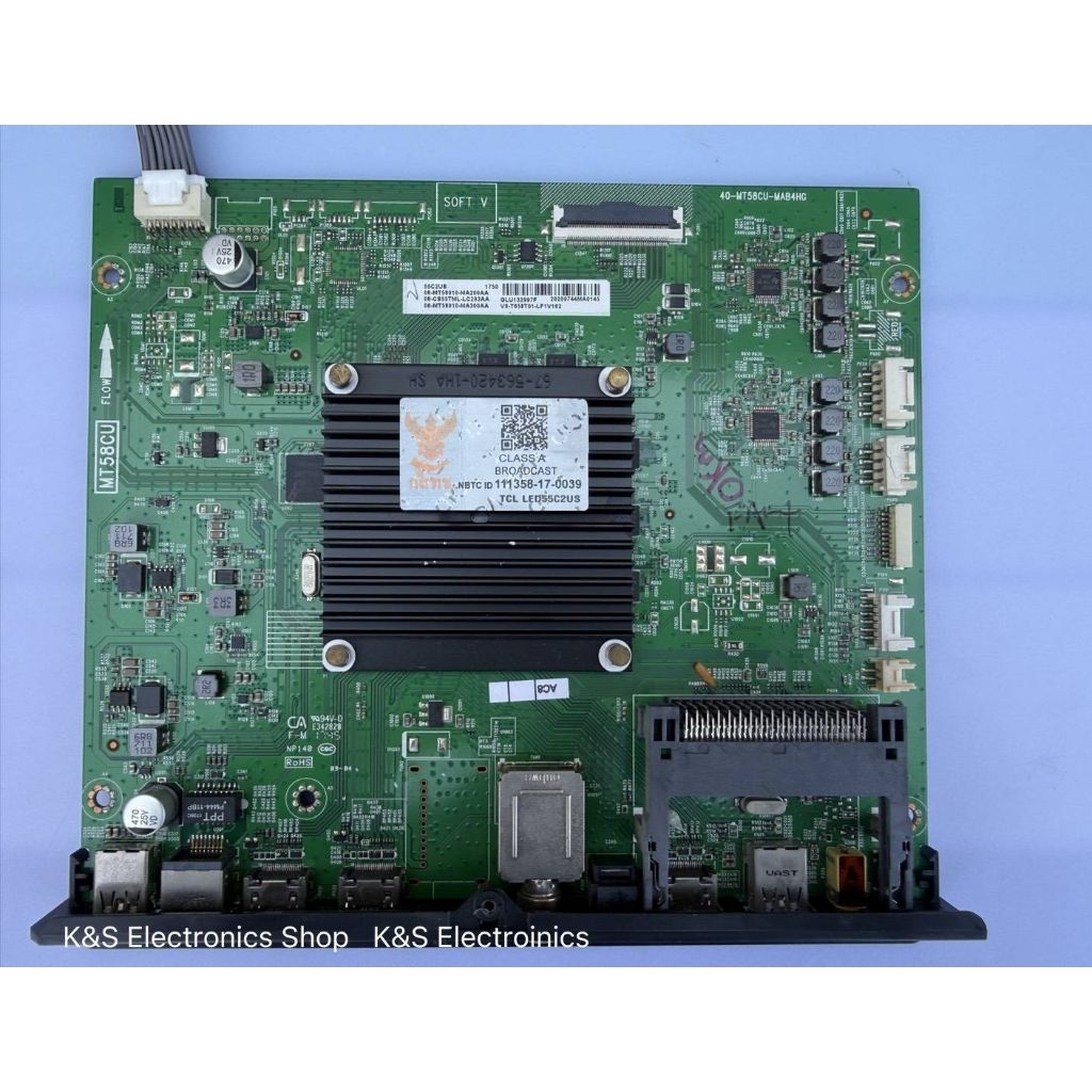 MAINBOARD TCL รุ่น LED55C2US พาร์ท 40-MT58CU-MAB4HG  (เมนบอร์ด ทีซีแอล) อะไหล่แท้/ของถอดมือสอง รับปร