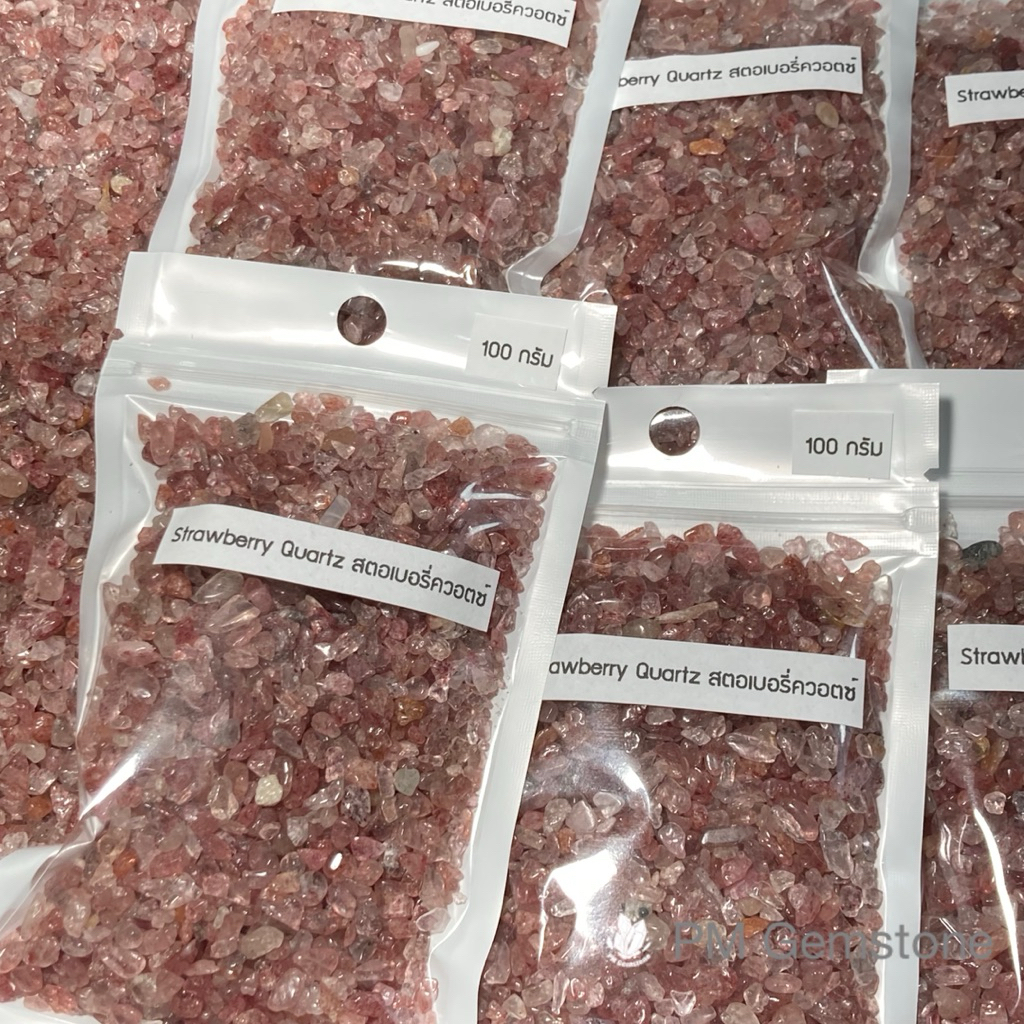 ST11 สตอเบอรี่ควอตซ์ ( Strawberry Quartz ) 2-4 mm หินธรรมชาติ หินนำโชค หินแร่ หินคริสตัล หินสะสม งานอาร์ต หินใส่ขวดแก้ว