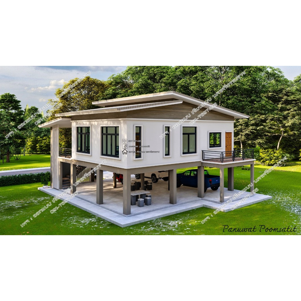 M36 แบบบ้านโมเดิร์น 3ห้องนอน 2ห้องน้ำ พื้นที่ใช้สอย 140 ตร.ม. [จัดส่งฟรี] - รูปที่ 5