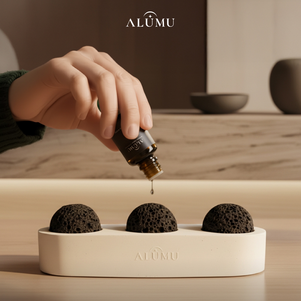 ALUMU TRIPLE หินภูเขาไฟพร้อมนํ้ามันหอมระเหย TRIPLE SPHERE LAVA STONE DIFFUSER WITH AROMA OIL