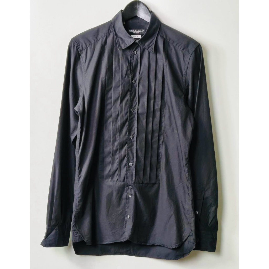 black cotton pleat shirt dol.. made in italy