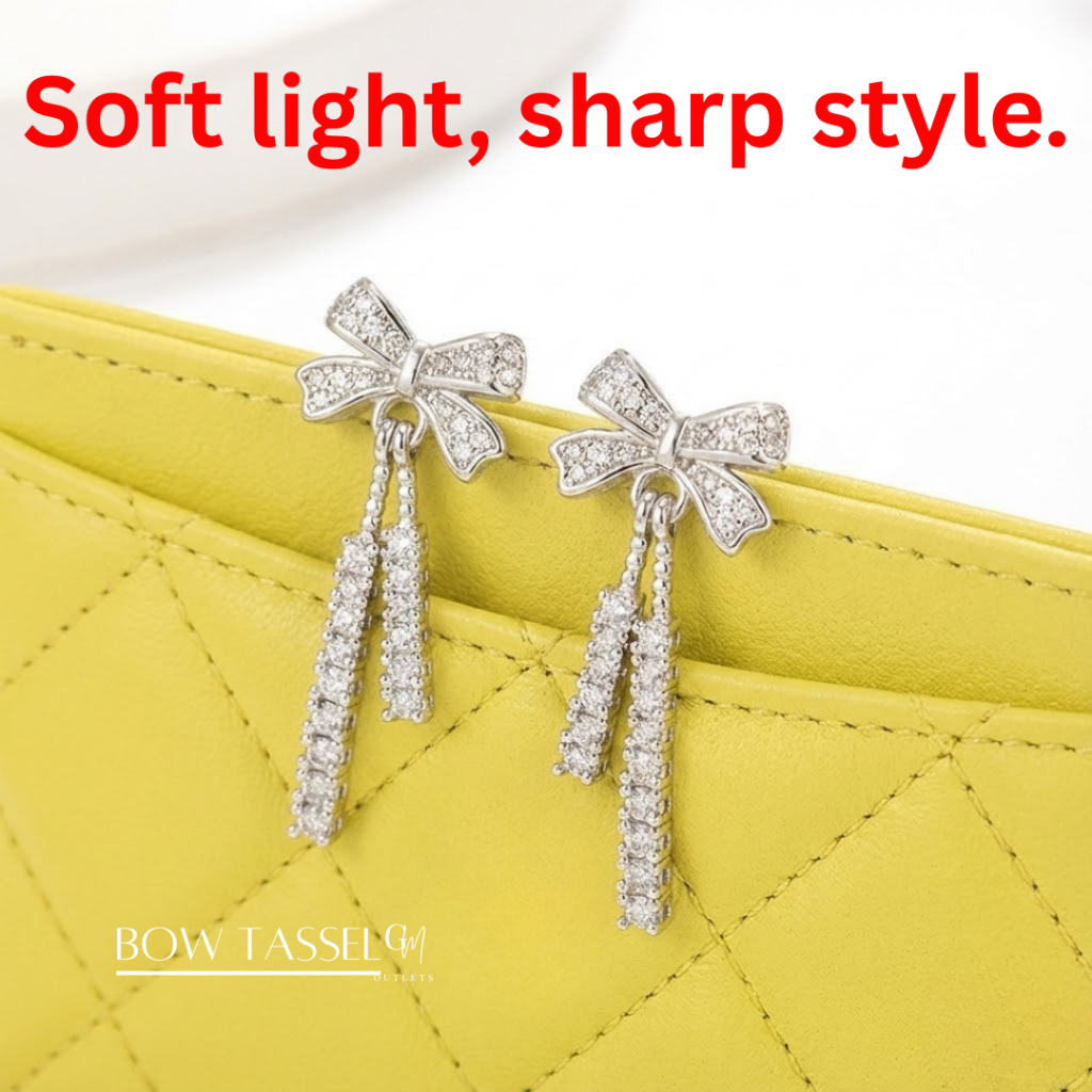 OUTLETS ล้างสต็อกจากโรงงานตรง ต่างหูเงิน Bow Tassel ต่างหูโบว์ Valentine ของขวัญ ต่างหูแฟชั่น