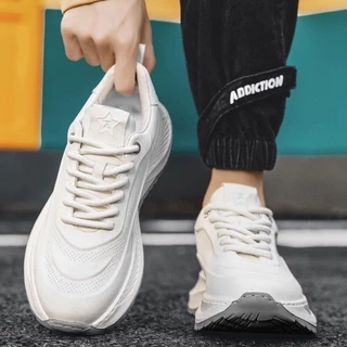 Menshoes size 37-45 รองเท้าผ้าใบผู้ชาย หนังนิ่ม ทรงเท่ห์ เสริมสน 5 ซม