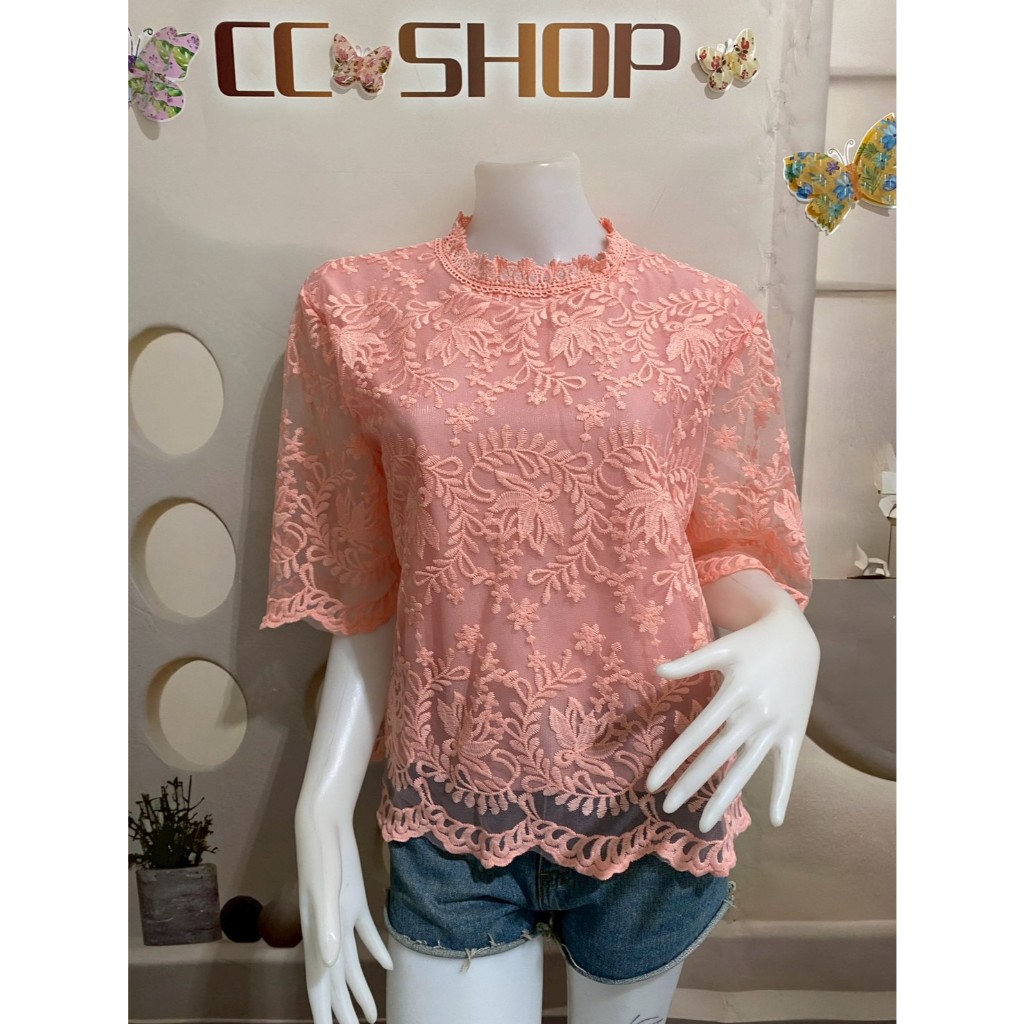 เสื้อลูกไม้ เสื้อลูกไม้ผู้หญิง เสื้อลูกไม้สาวอวบ  อก32-40รุ่น4077-5