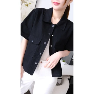 Lawyer Store [730269 ] เสื้อคอปกแขนสั้น กระเป๋าคู่ แจ็คเก็ตยีนส์ ใส่เท่ห์ แมทช์ได้หลากสไตล์ เหมาะกับหลายโอกาส
