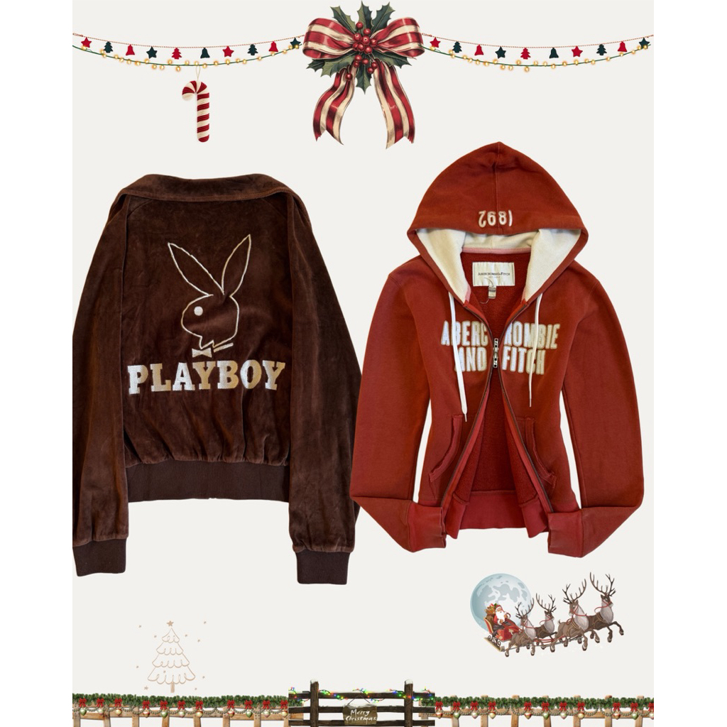 Hoodie abercrombie & fitch, playboy, hollister y2k มือสอง