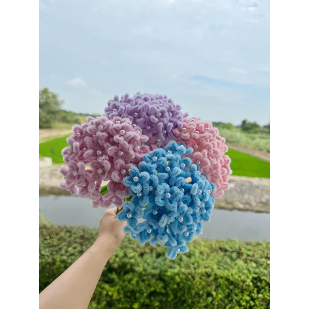 ดอกไฮเดรนเยีย ช่อดอกไฮเดรนเยีย 35 ดอก - ดอกไม้ลวดกำมะหยี่