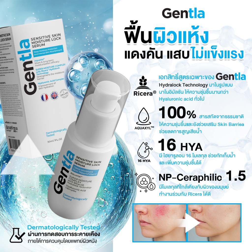 DR.LAB Gentla Lock Serum เซรั่มบำรุงผิว มอยส์เจอร์ไรเซอร์ ไฮยาลูรอน16ชนิด สูตรเข้มข้น เนื้อเบาบาง ล็อคผิวนานถึง48ชม.
