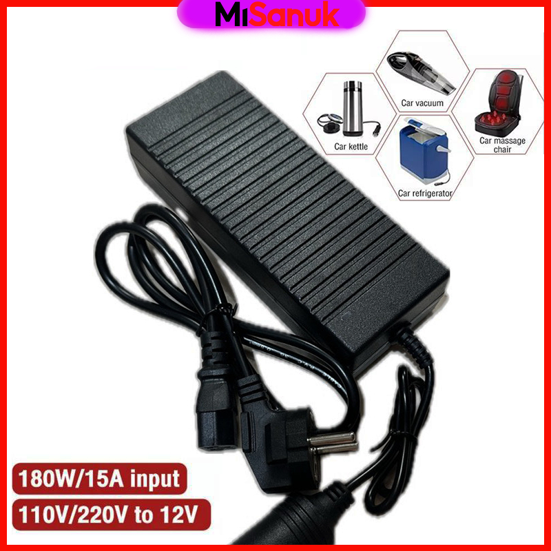 Adapter แปลงไฟบ้าน 220Vเป็นไฟรถยนย์ 12V DC 220V to 12V 15A Home Power Adapter Car Adapter AC Plug Ca